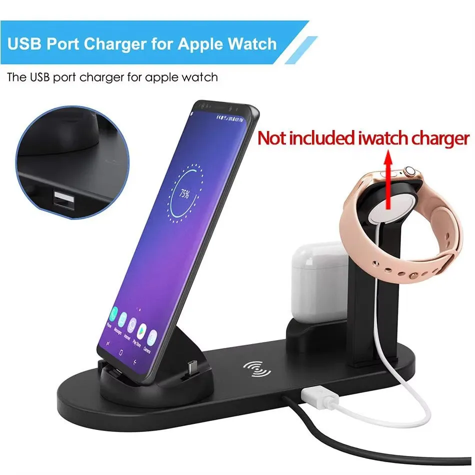 30W 7 in 1 Wireless Charger Stand Pad for Iphone 14 13 12 11 XR Apple Watch Airpods Pro Iwatch 8 7 6 Fast Charging Dock Station