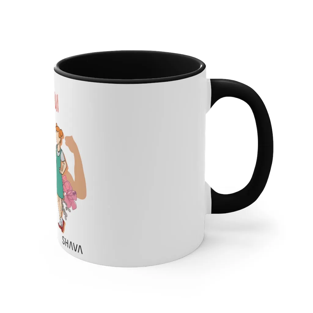 Affirmation Feminist pro choice White ceramic with black interior and handle - I am Powerful (Little Girls)