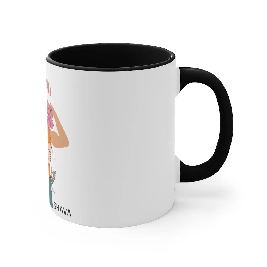 Affirmation Feminist pro choice White ceramic with black interior and handle - I am Powerful