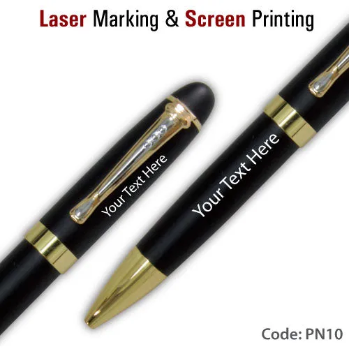 AMS-PN-10 - Black & Gold pen with silver trim on clip