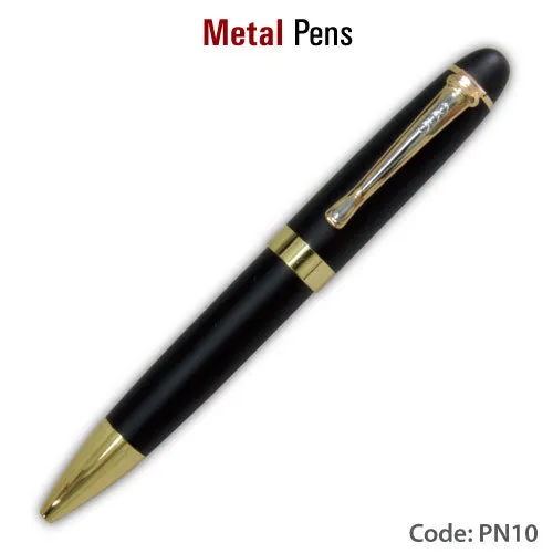 AMS-PN-10 - Black & Gold pen with silver trim on clip