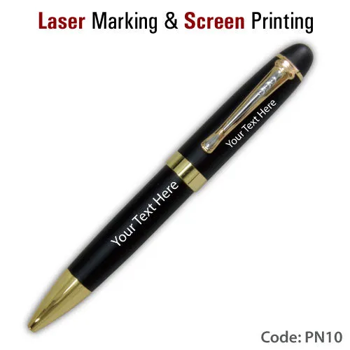 AMS-PN-10 - Black & Gold pen with silver trim on clip