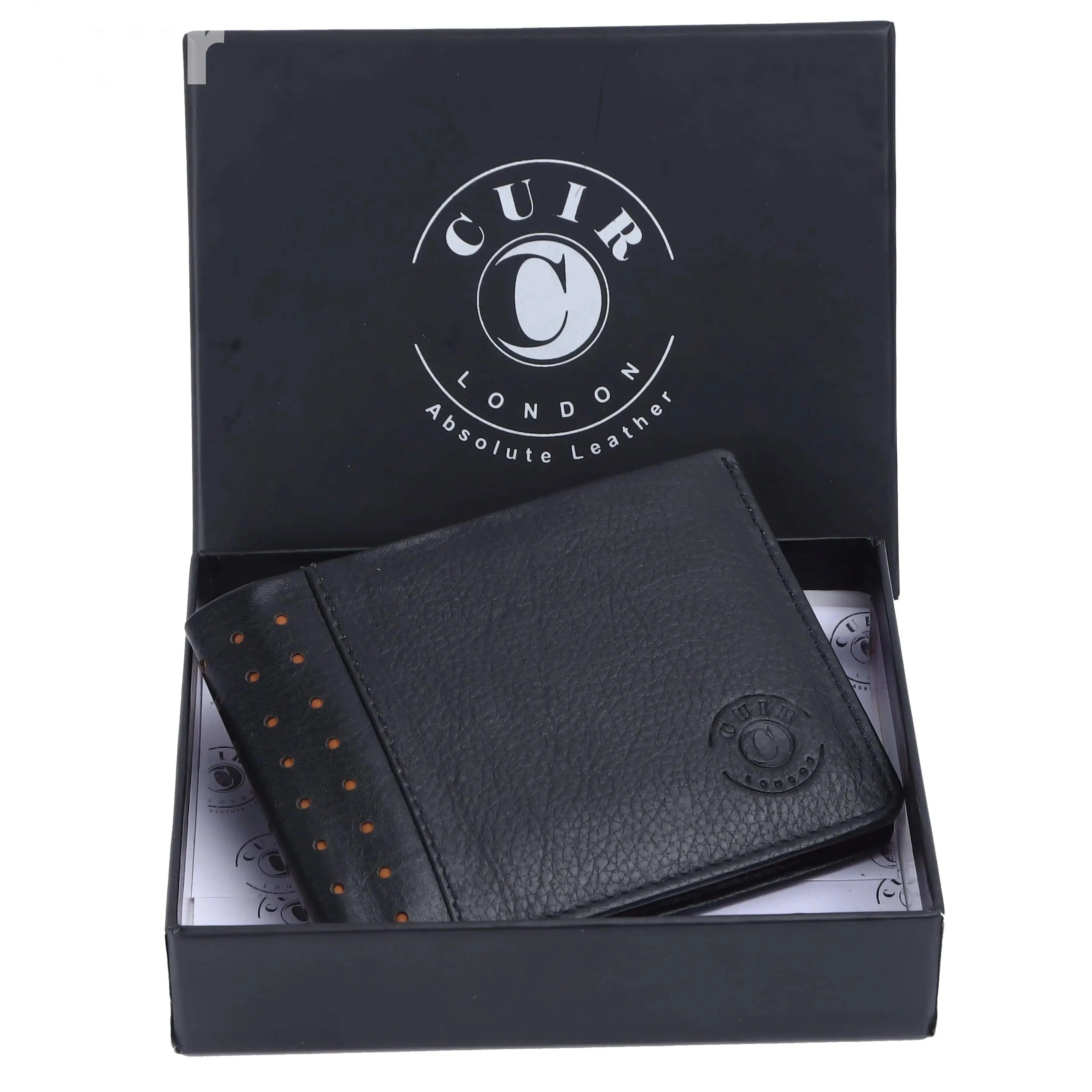 Black and Orange RFID Bifold Wallet for Men: Secure and Stylish (11.5x9 cm)