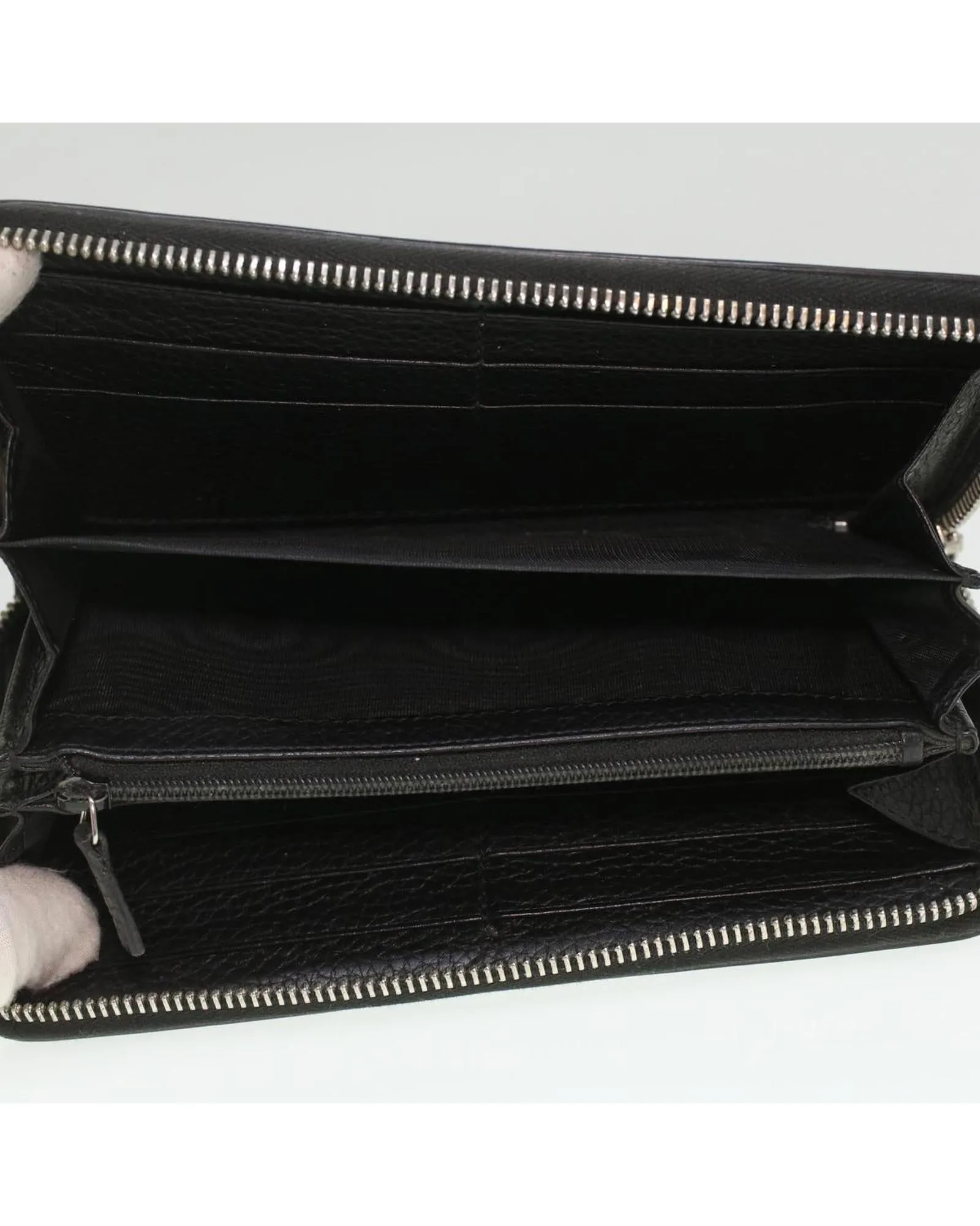 Black Leather Long Wallet by Gucci 473928