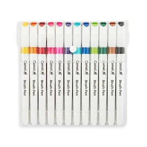 Camlin Brush Pen 12 Shades, Bold - Assorted