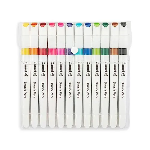 Camlin Brush Pen 12 Shades, Bold - Assorted