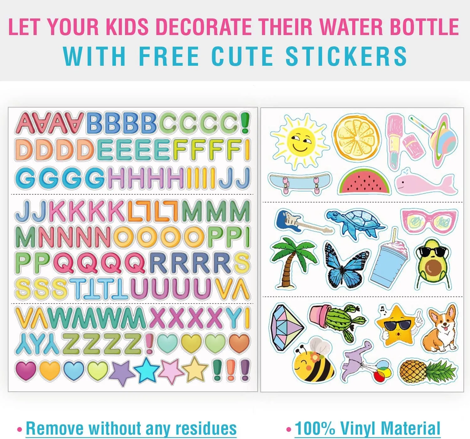 CHILLOUT LIFE 12 oz Insulated Water Bottle with Straw Lid for Kids   Cute Waterproof Stickers