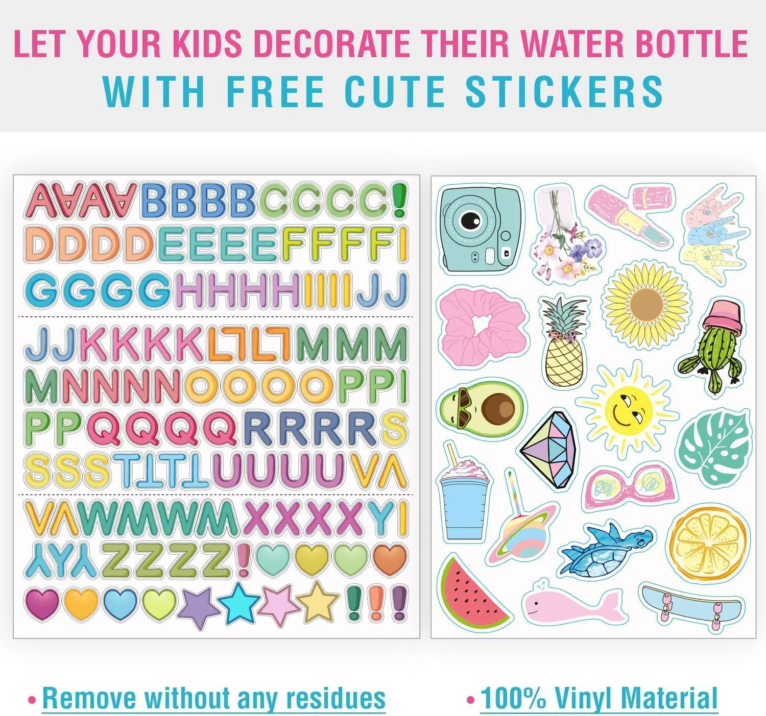 CHILLOUT LIFE 12 oz Insulated Water Bottle with Straw Lid for Kids   Cute Waterproof Stickers