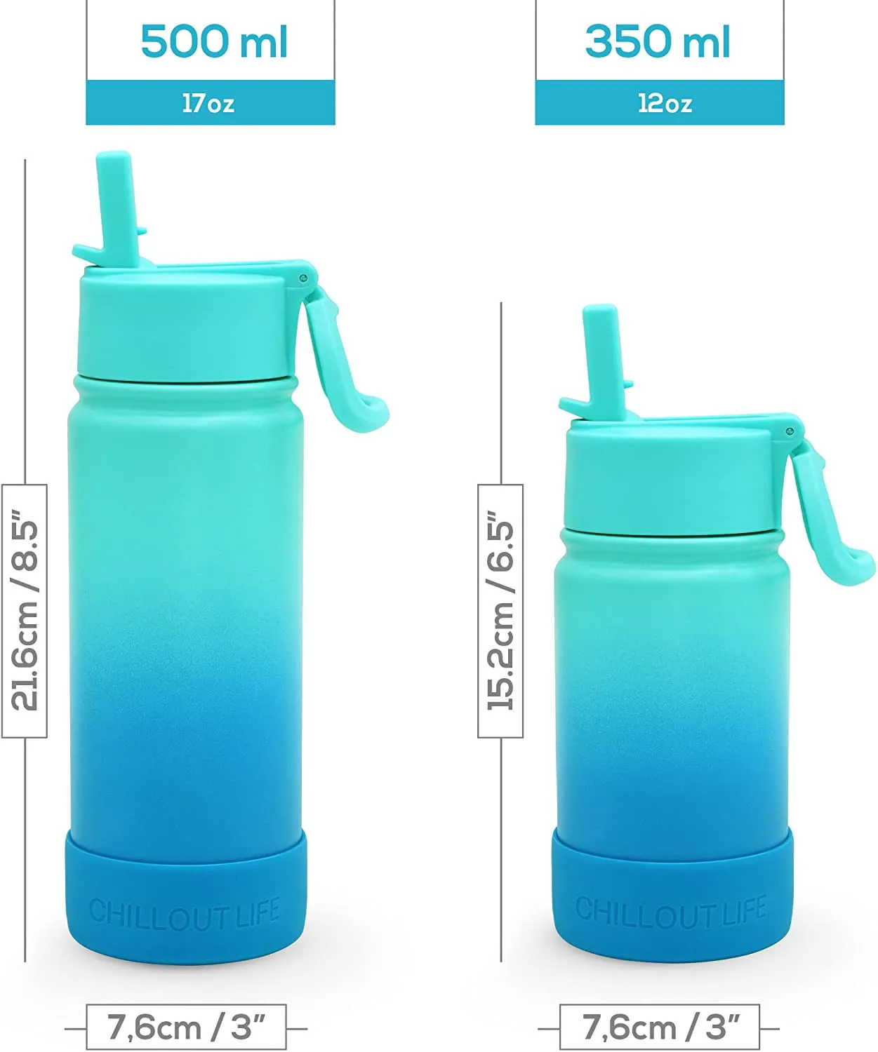 CHILLOUT LIFE 12 oz Insulated Water Bottle with Straw Lid for Kids   Cute Waterproof Stickers