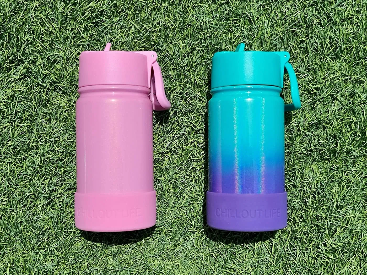 CHILLOUT LIFE 12 oz Insulated Water Bottle with Straw Lid for Kids   Cute Waterproof Stickers