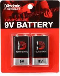 D'Addario  PW-9V-02 Tour-Grade 9v Battery, 2 pack