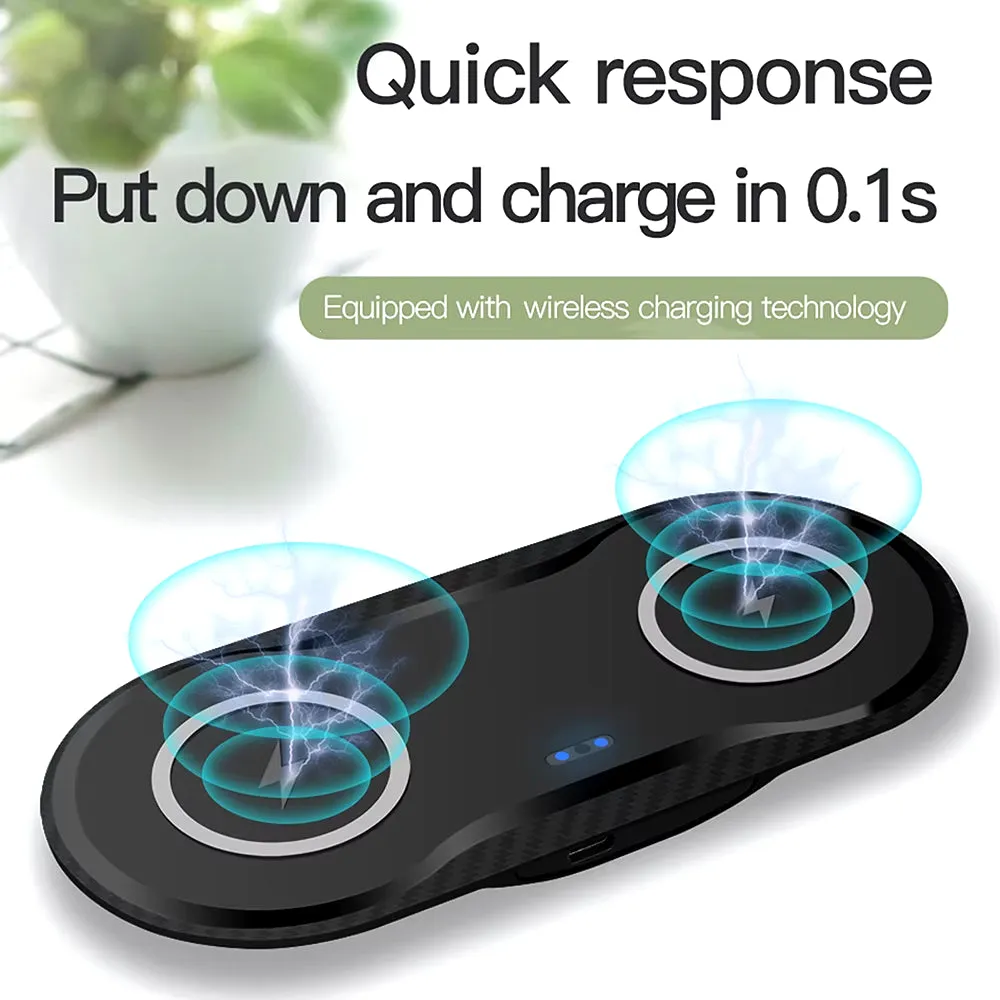 Double 2 in 1 Fast Wireless Charger for Iphone 11 12 13 14 15 XR Airpods Pro 40W Dual Wireless Charging Station for Samsung S24