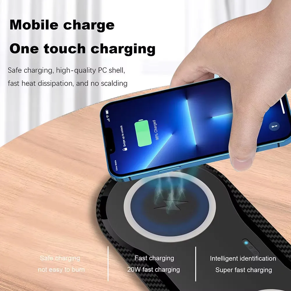 Double 2 in 1 Fast Wireless Charger for Iphone 11 12 13 14 15 XR Airpods Pro 40W Dual Wireless Charging Station for Samsung S24