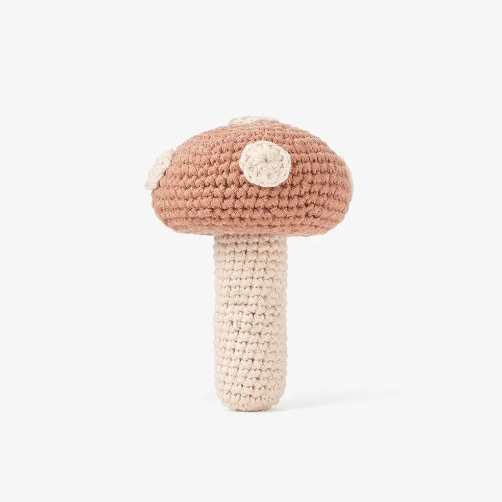 Elegant Baby Mushroom Knit Baby Rattle