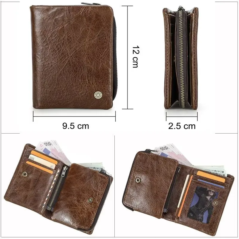 ElegantCow RFID Zipper Compact Clutch Wallet