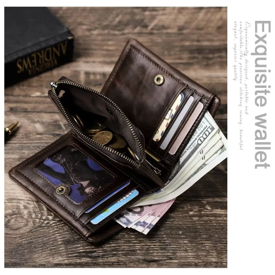 ElegantCow RFID Zipper Compact Clutch Wallet