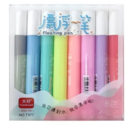 FAIRY FIRST Pack Of 8 Pcs Neon Color Bold Water Based Ink Floating Pens Doodle Pen Playing Educational Toy Magical Painting Marker The Drawing Kit Set Toys Gifts, Multi