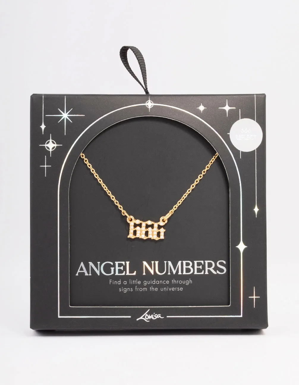 Gold Plated Cubic Zirconia 666 Angel Number Pendant Necklace