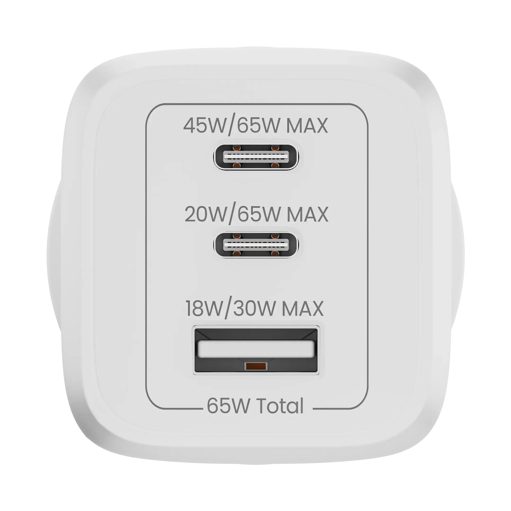 Fast-Charging 65W Hammer Gan Charger with USB and Type C Ports