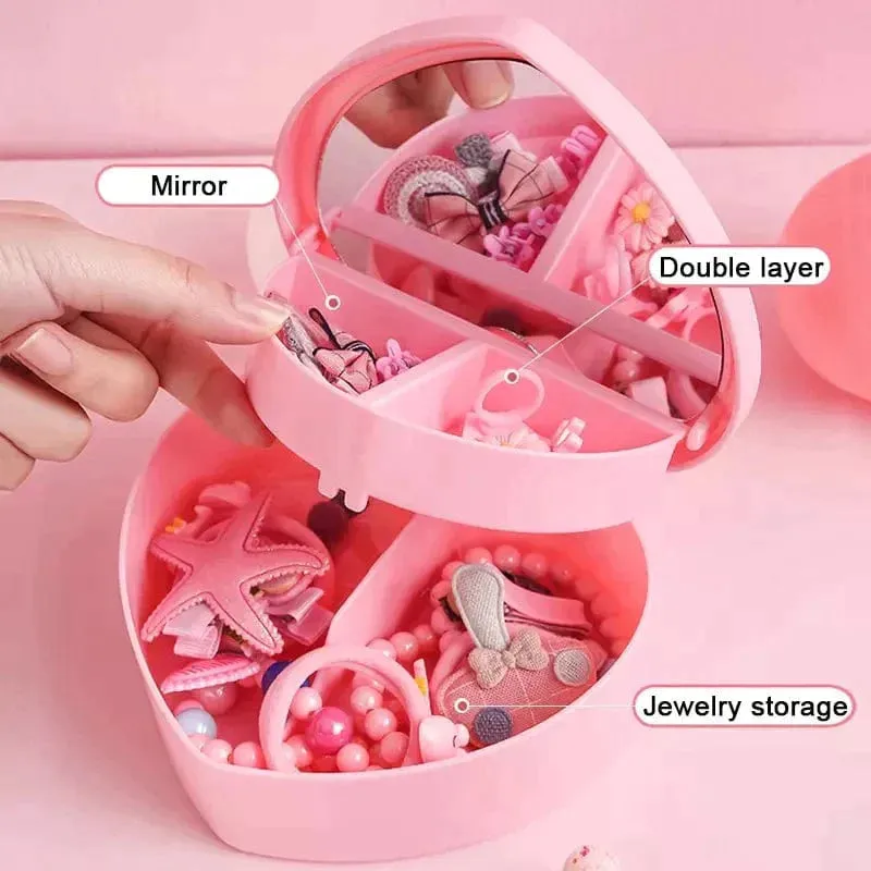 Heart Shape Jewellery Organizer With Mirror ( Random Colours)