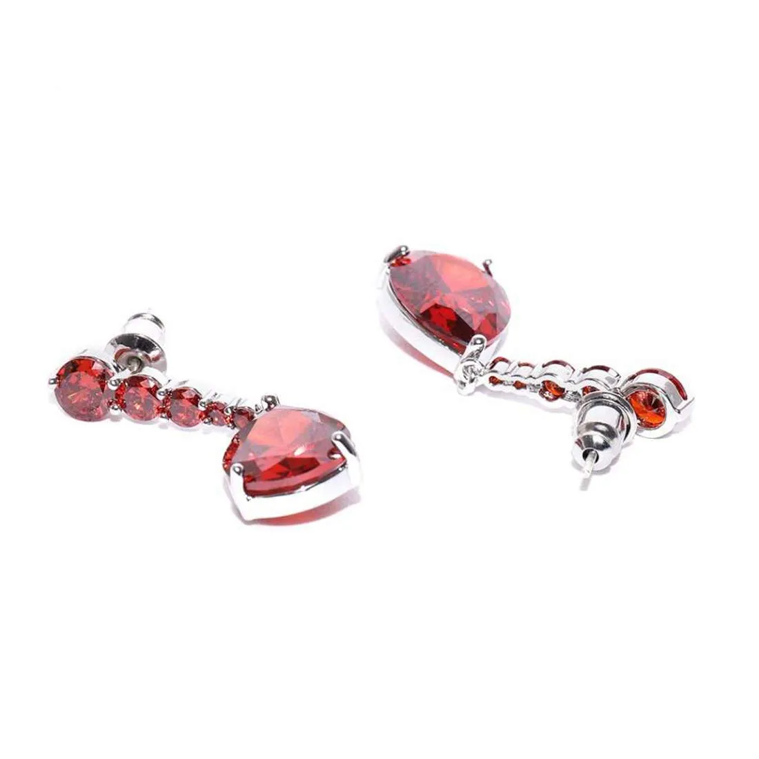 Kairangi Drop Earrings for Women Red Crystal Earrings Elegant Silver Plated Crystal Drop Earrings for Women and Girls.