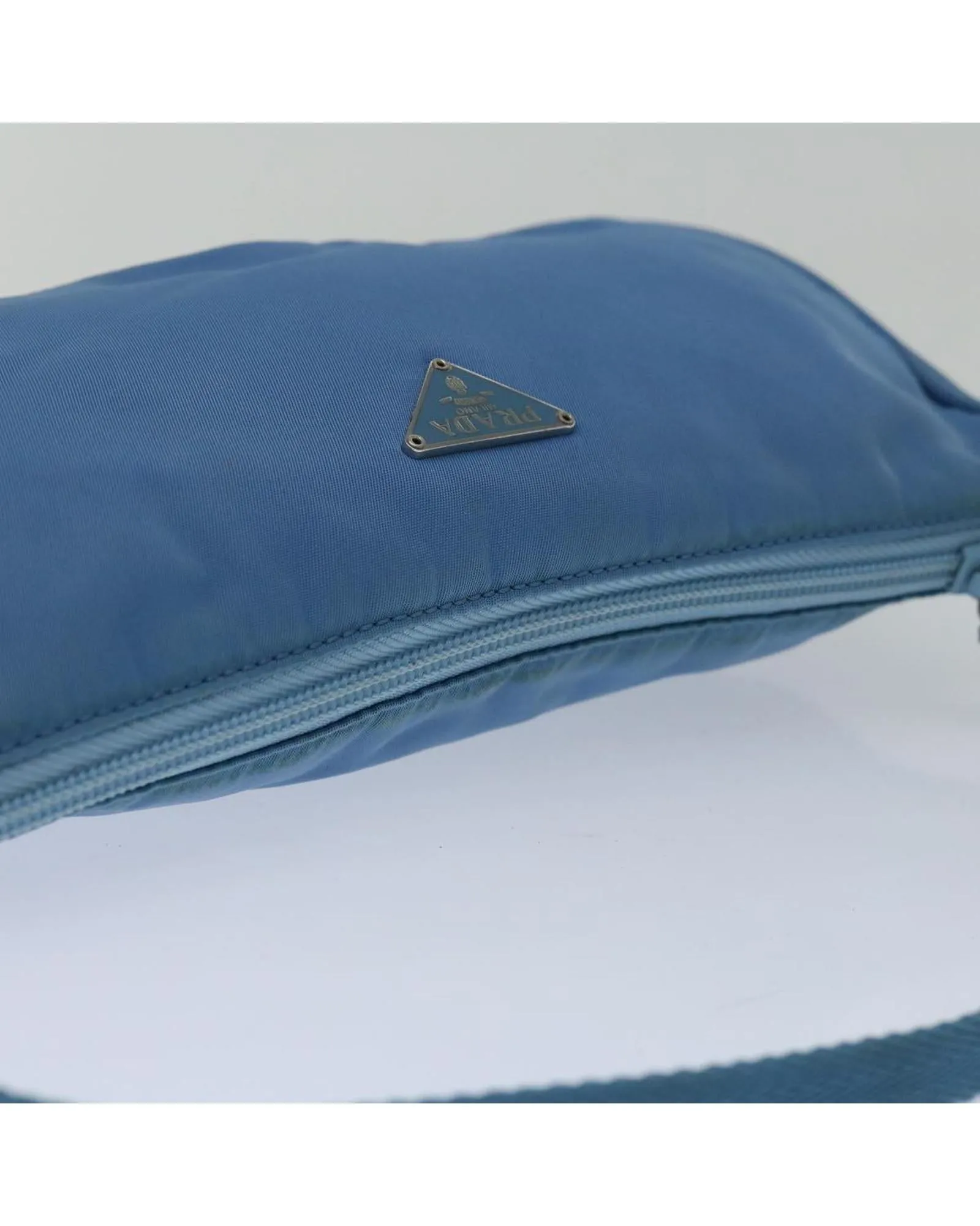 Light Blue Nylon Accessory Pouch by PRADA