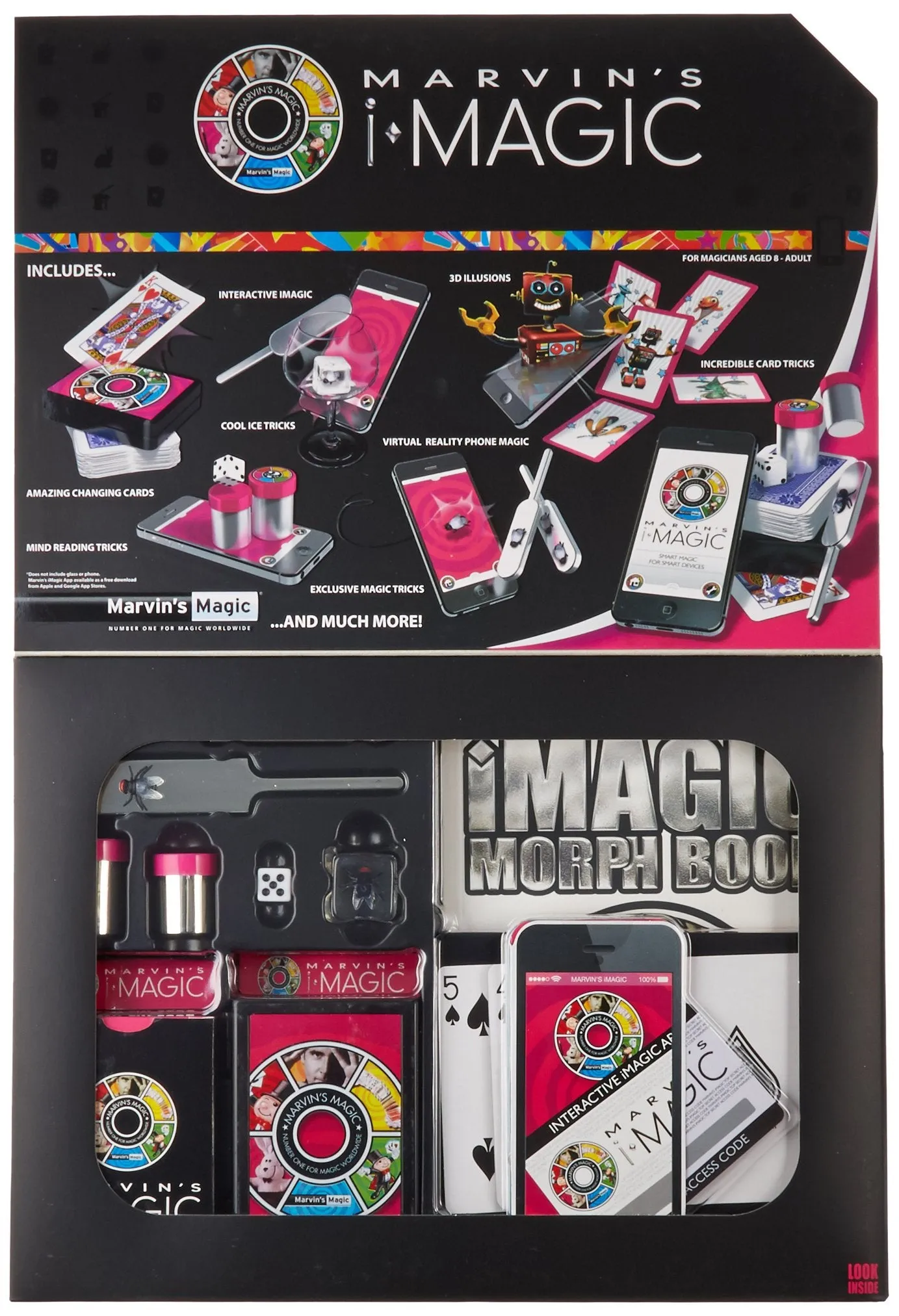 Marvin's iMagic Interactive Box of Tricks Set - Amazing Smart Magic Set for Smart Phones and Smart devices  (compatible with Apple & Android devices) Professional Magic made easy