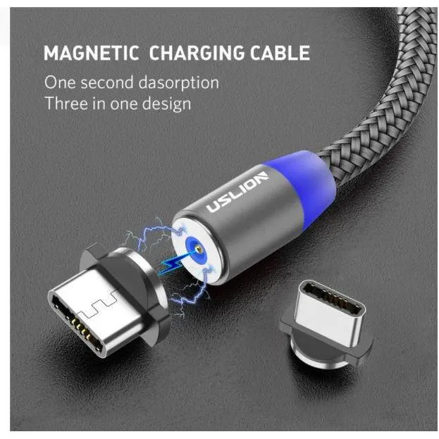 Mobile Phone Magnetic USB Fast Charging Built in Blue LED Indicator Cable