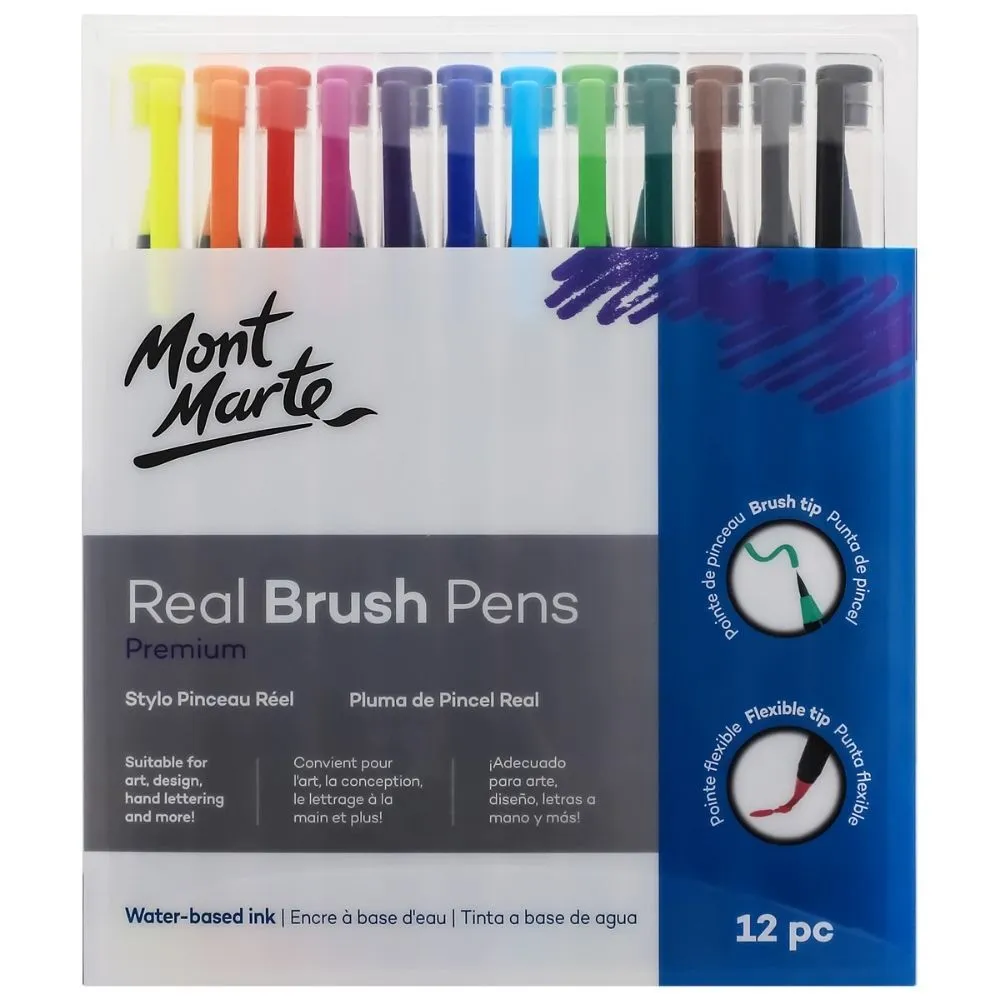 Mont Marte Premium Pen Set - Real Brush Pens 12pc