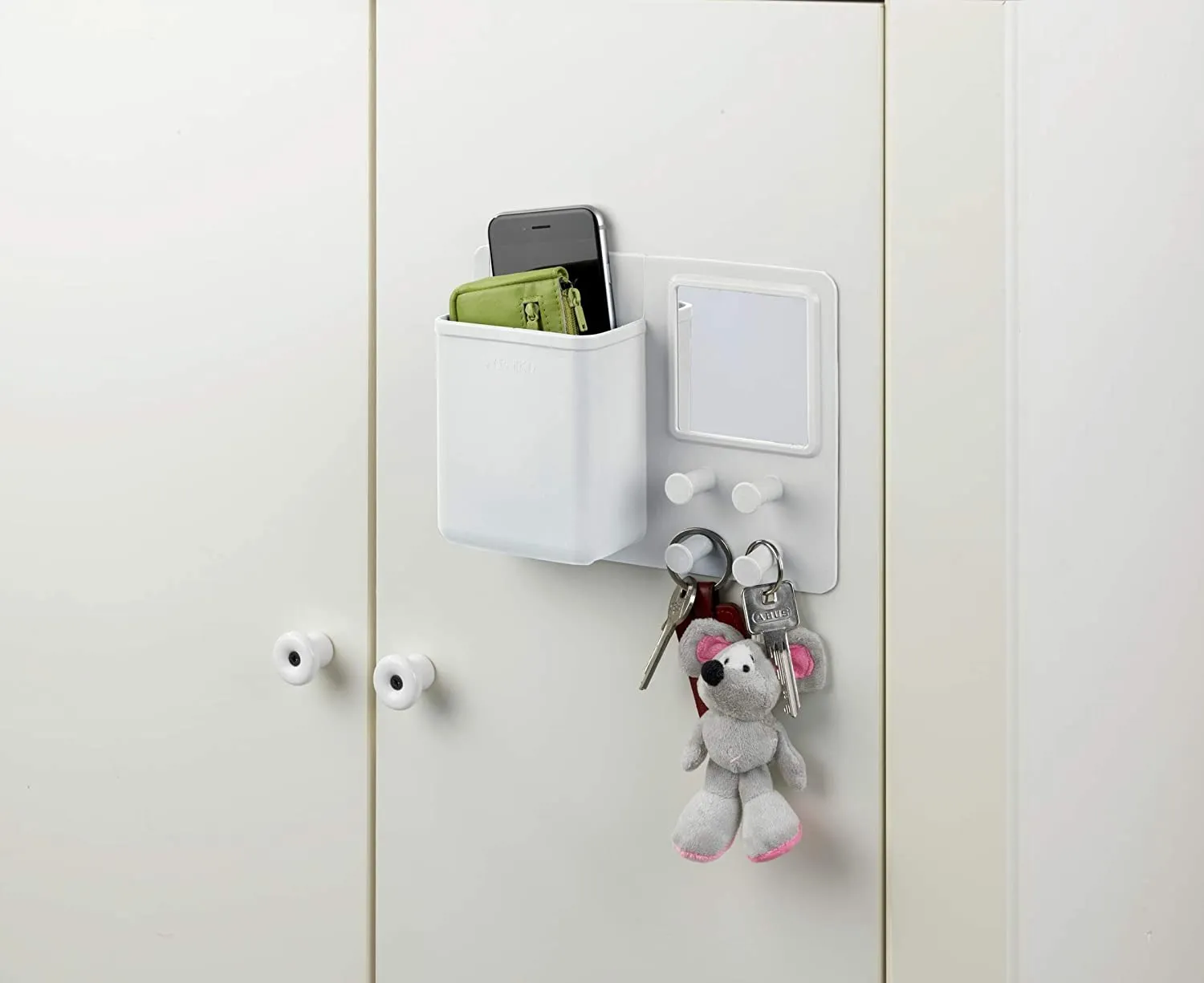 Organizer With Mirror and Hooks Ampio White