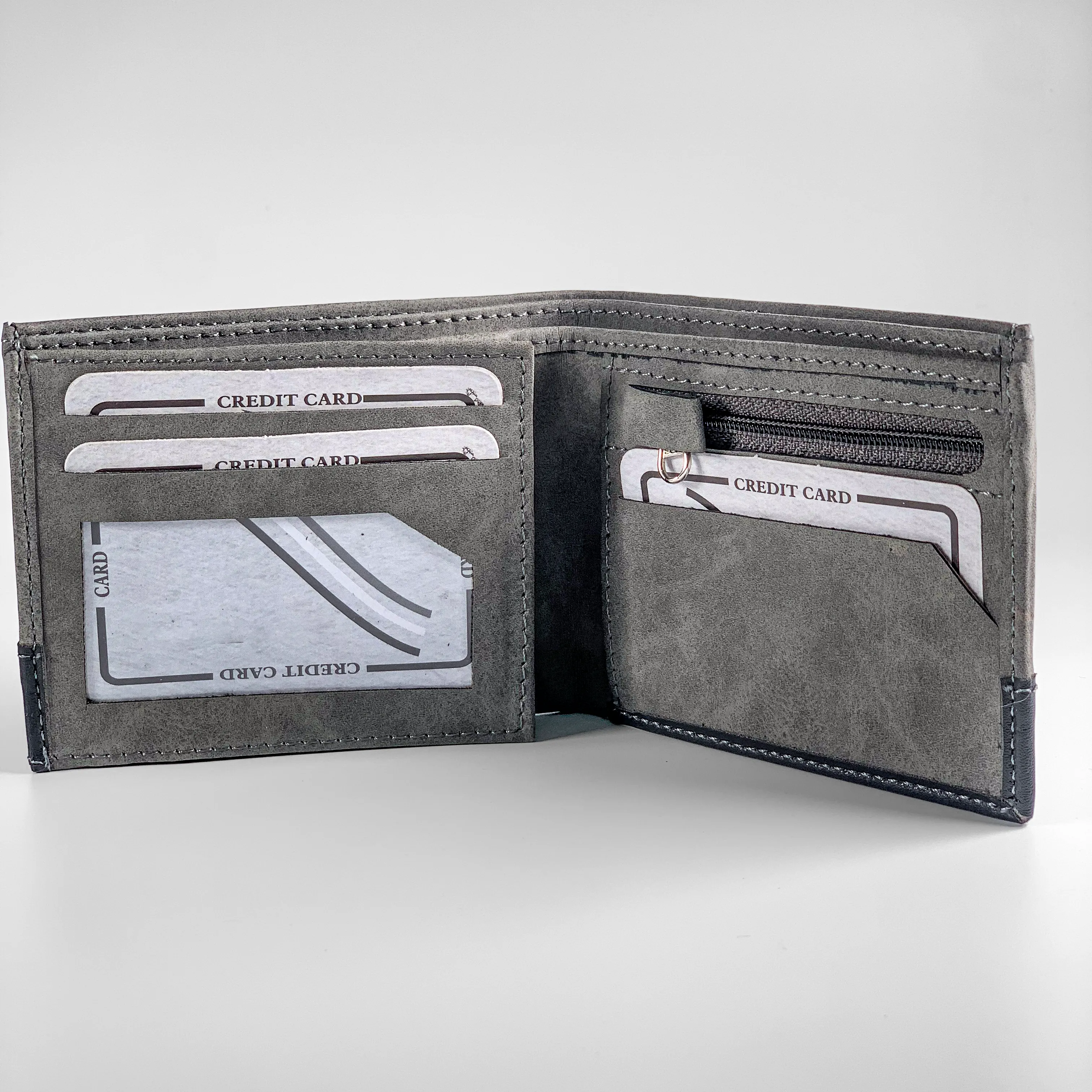 Personalized Men's Wallet - Grey and Black (Dual Tone)