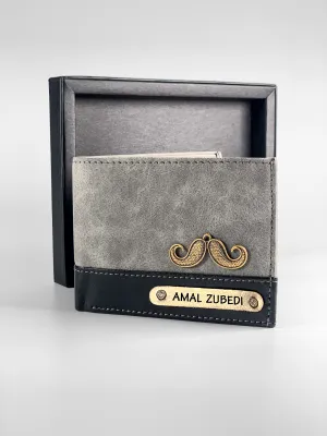 Personalized Men's Wallet - Grey and Black (Dual Tone)