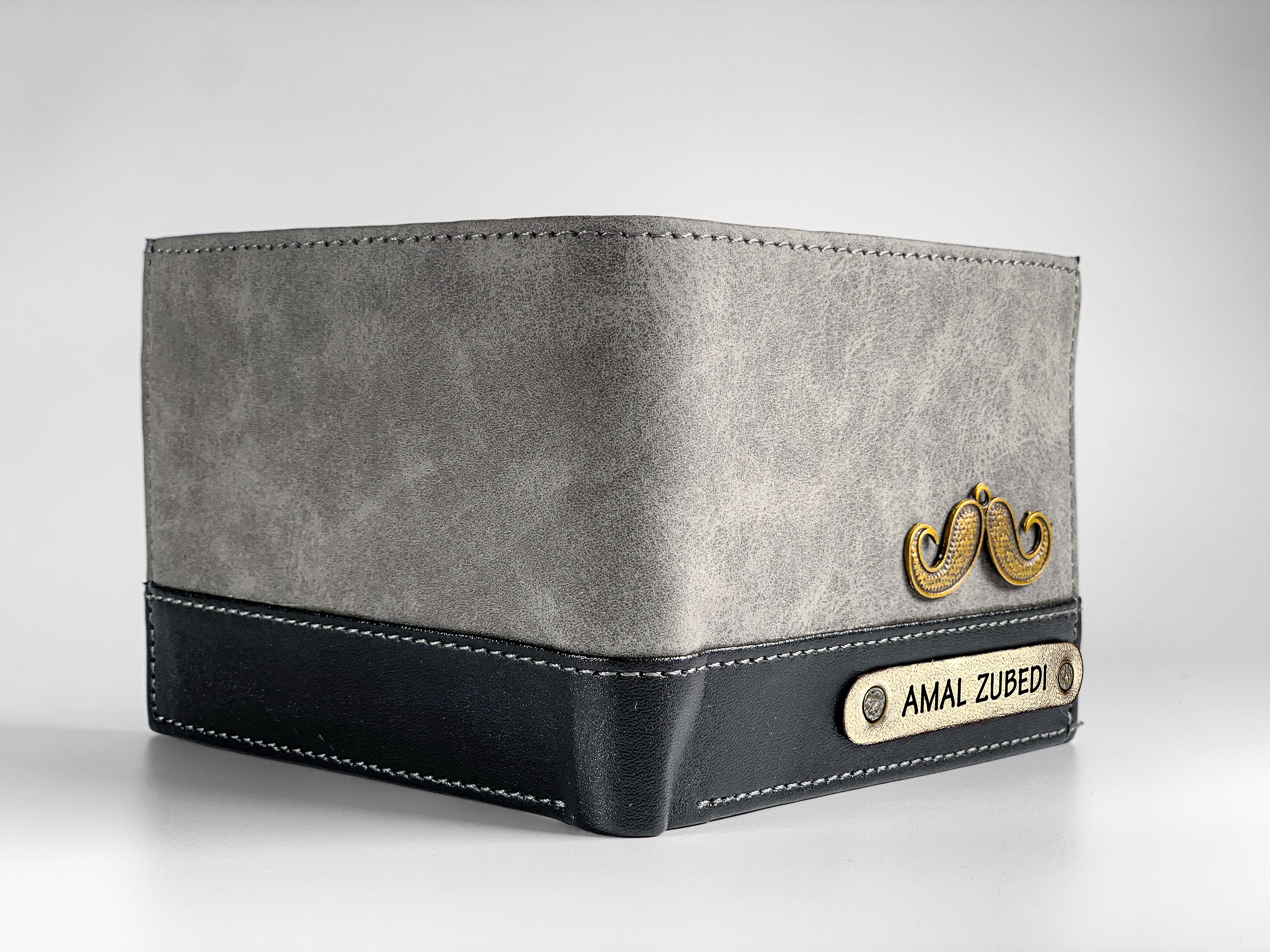 Personalized Men's Wallet - Grey and Black (Dual Tone)