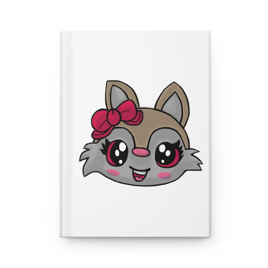 Pink Ribbon Brown Kitty Head Hardcover Journal Matte