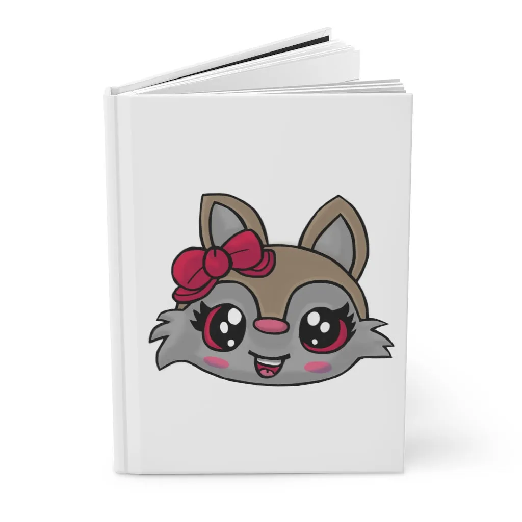 Pink Ribbon Brown Kitty Head Hardcover Journal Matte