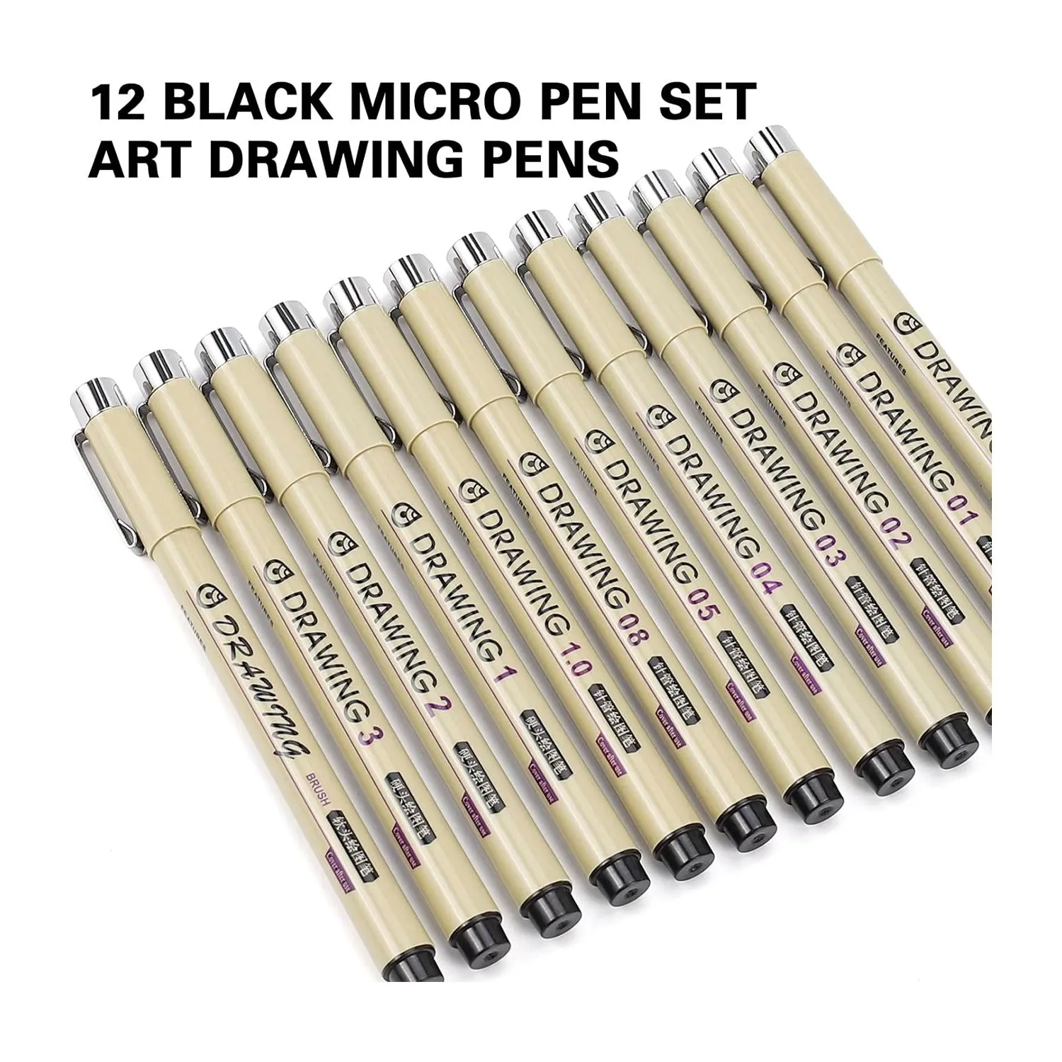 Poppy Crafts Fineliner Pens - Archival Black Ink 12 Pack