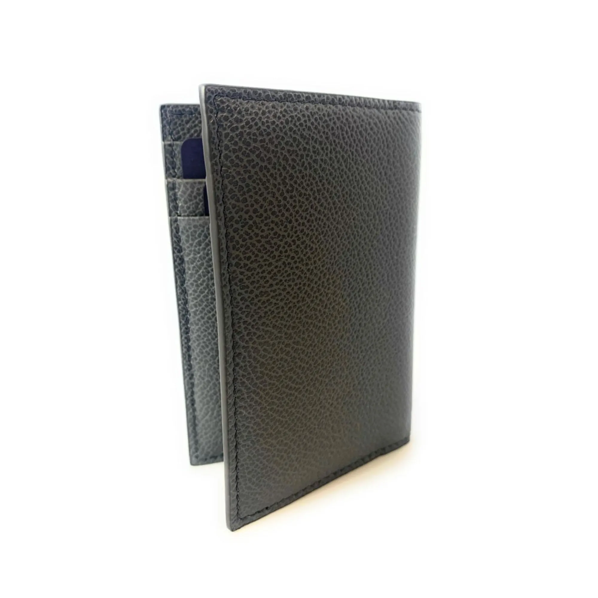 Prada Men's Vitello Micro Grain Grey Leather Vertical Card Holder