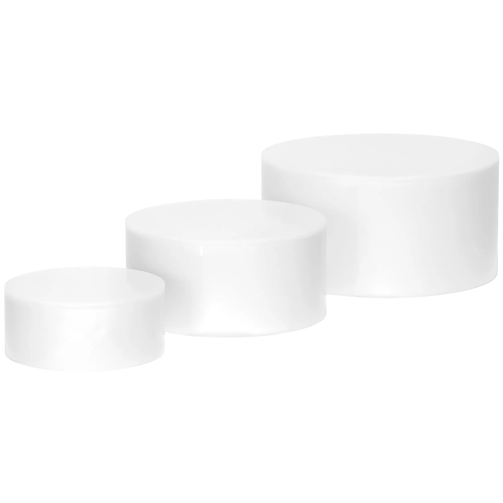 Red Co. Glossy White Acrylic Round Cylinder Display Nesting Riser Stands with Hollow Bottoms - 3-Pack