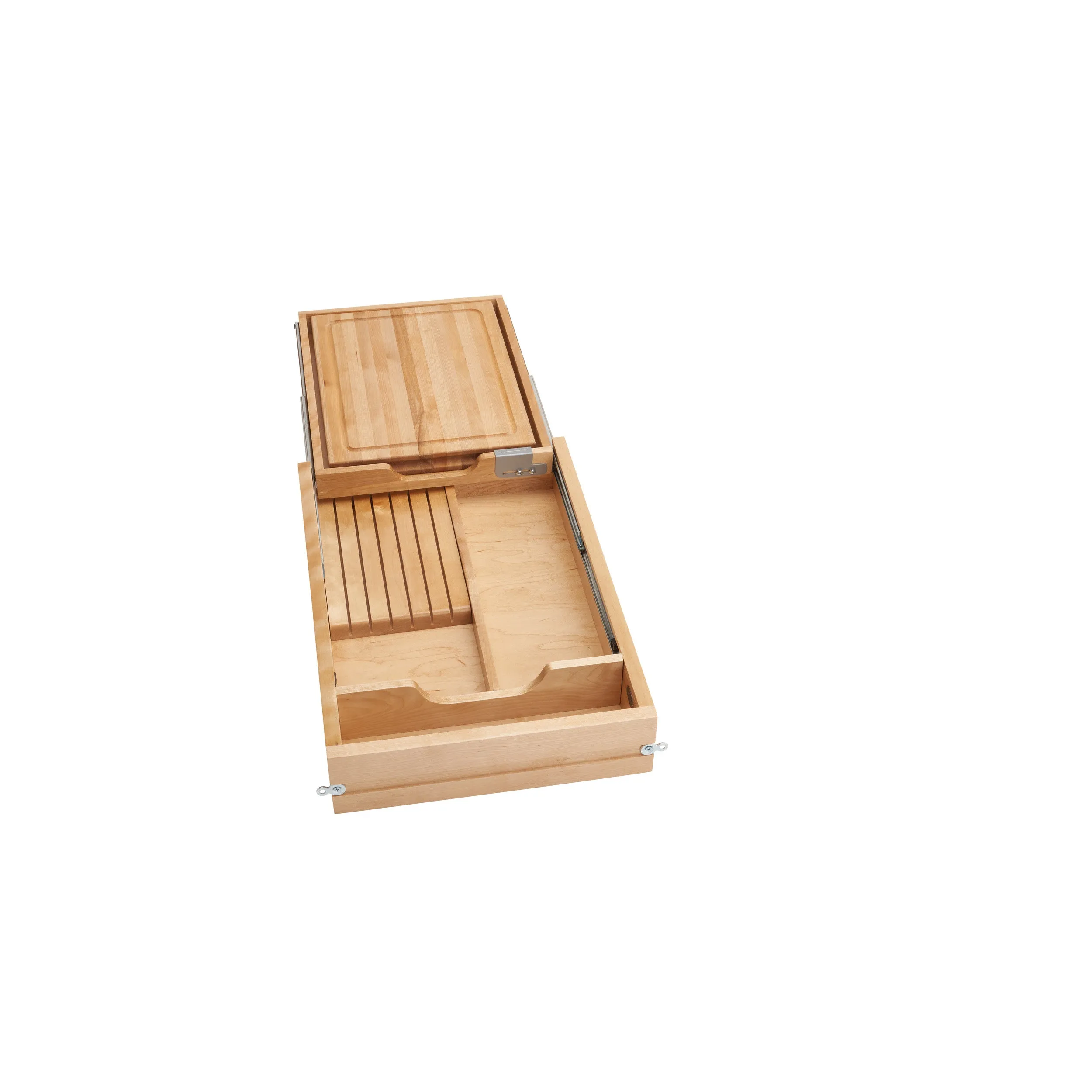 Rev-A-Shelf / 4KCB-18H-1 / Wood Knife Organizer and Cutting Board Replacement Drawer System (No Slides)