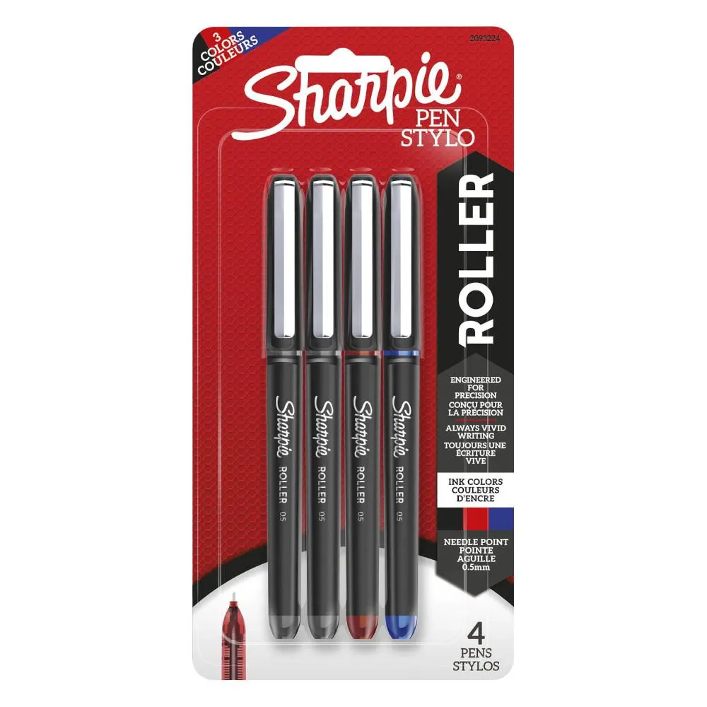 Sharpie Rollerball Pen Set 0.5mm Assorted 4pk