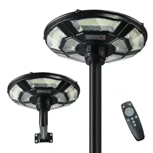 Solar Outdoor Light UFO Garden Pole And Wall Street Lights For Home, Yard, Farmhouses with Remote (150W, Cool White)