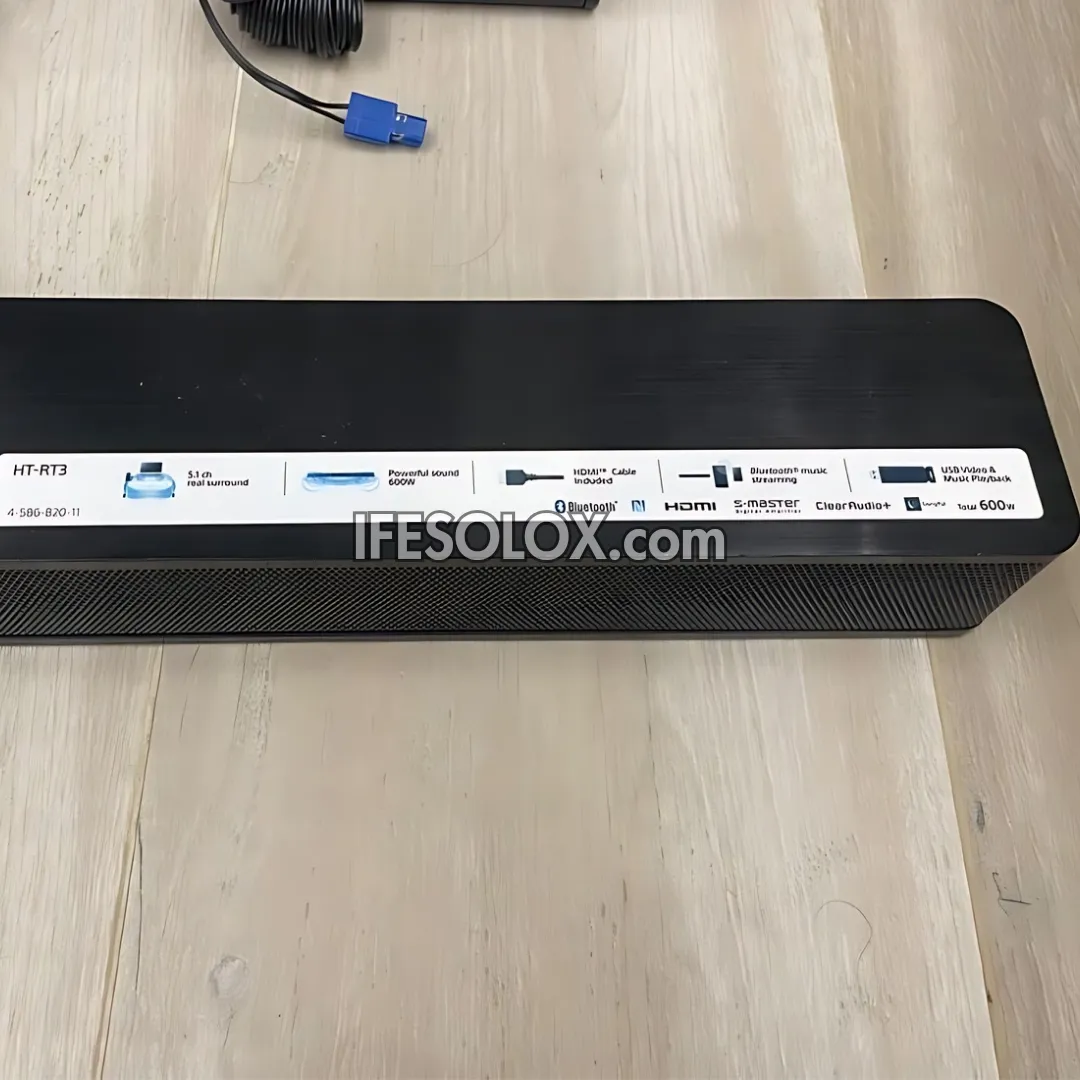 SONY HT-RT3 5.1Ch 600W Smart Bluetooth Sound Bar with Active Subwoofer and Wired Rear speakers - Foreign Used