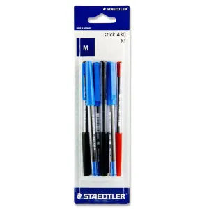 Staedtler Ball Point Pens - Assorted Pack (3 Blue, 2 Black, 1 Red)