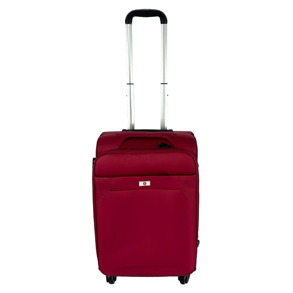 USHA SHRIRAM Fabric (Check-in Bag) 24 inch Luggage Bag (65cm) |Trolley Suitcase for Travel | Travel Luggage for Men Women |360 Degree Wheel | Travel Bags for Luggage Trolley Carry On Suitcase (Red)