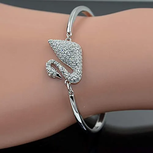 Yellow Chimes A5 Grade Crystal Classic Love Symbol-Swan Bracelet for Women and Girls