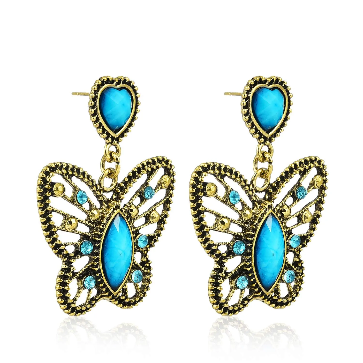 Yellow Chimes Butterfly Heart Green Gold Drop Earring for Women & Girls