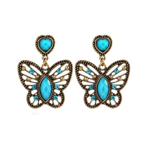 Yellow Chimes Butterfly Heart Green Gold Drop Earring for Women & Girls