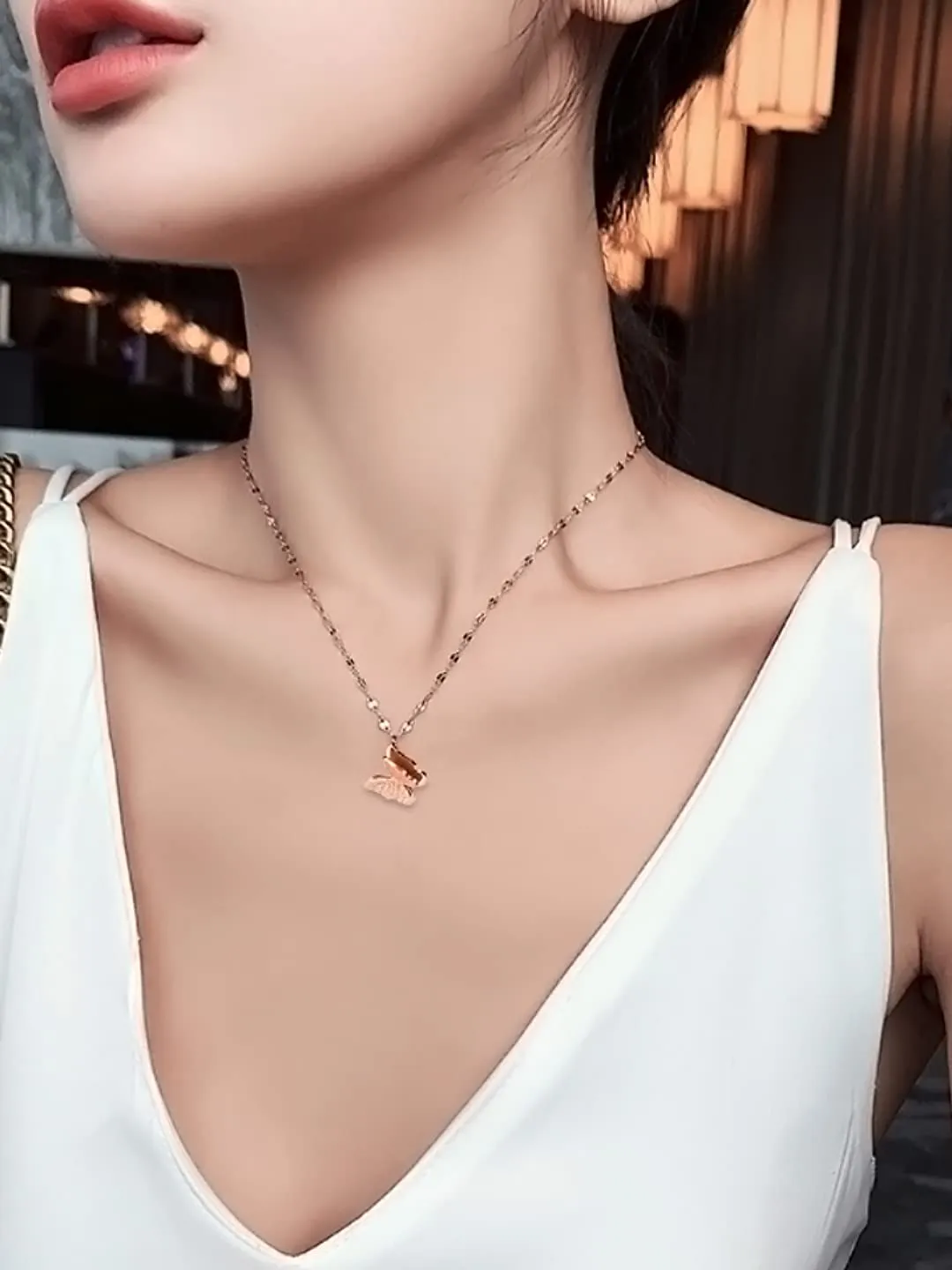 Yellow Chimes Butterfly Pendant for Women Statement Style Rose Gold Plated Butterfly Charm Chain Pendant Necklace for Women and Girls.