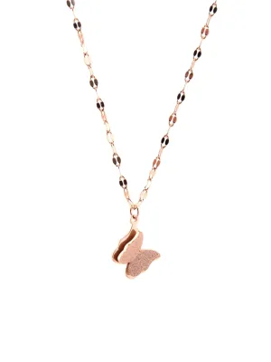 Yellow Chimes Butterfly Pendant for Women Statement Style Rose Gold Plated Butterfly Charm Chain Pendant Necklace for Women and Girls.