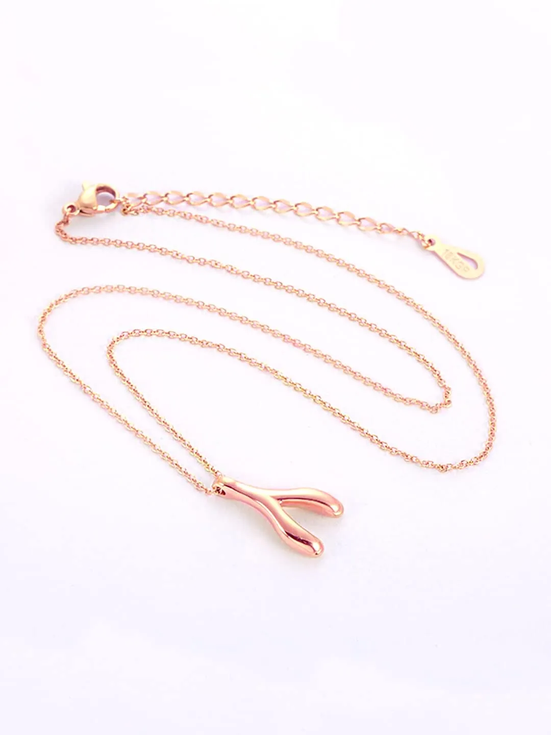 Yellow Chimes Chain Pendant for Women Statement Style Rose Gold Plated Fishbone Charm Chain Pendant Necklace for Women and Girls.